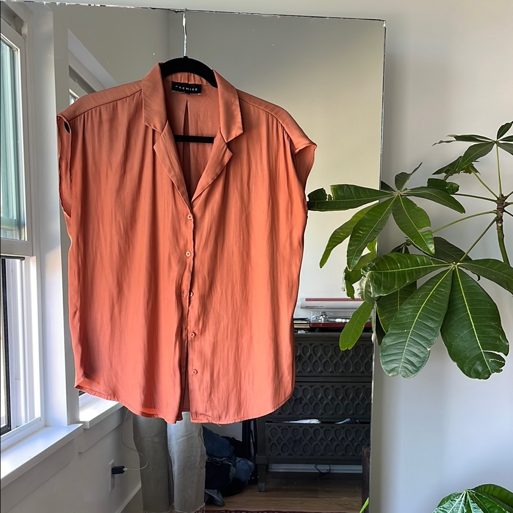 Coral Button-Up Blouse